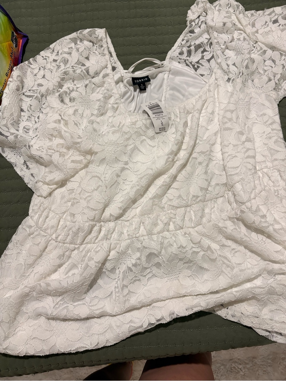 torrid White Lace Peplum Blouse